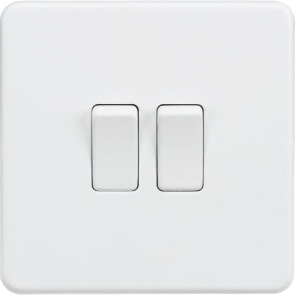 MLA Knightsbridge 10AX 2 Gang 2-Way Switch Matt White - SF3000MW, Image 1 of 1