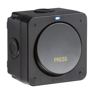 Knightsbridge IP66 20AX 1G 1-way retractive switch - Black - OP21