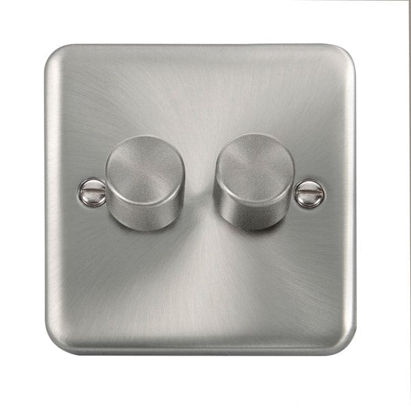 Click Scolmore Deco Plus Satin Chrome 2 Gang 2 Way Dimmer Switch  - DPSC152