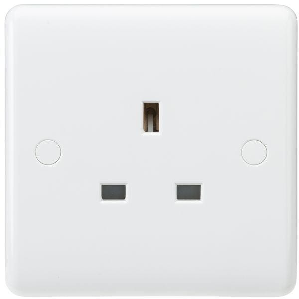 Knightsbridge Curved Edge 13A 1G Unswitched Socket - White - CU7000U, Image 1 of 1