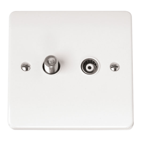 Click Scolmore Mode 1 Gang Non-Isolated Satellite/Coaxial Socket Polar White - CMA170, Image 1 of 1