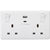 Knightsbridge 13A 2G Switched socket with outboard rockers and dual USB (A+C)  5V DC 4.8A shared - White - CU9002