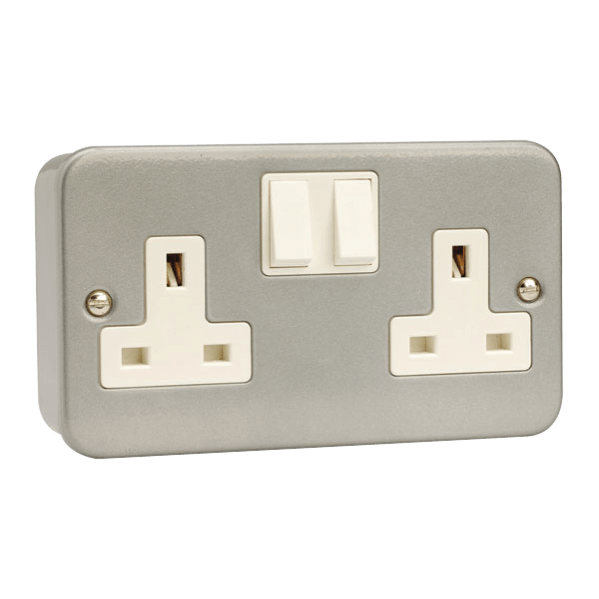 Click Scolmore Essentials Metal Clad 2 Gang Double Pole 13A Switched Socket - CL036, Image 1 of 1