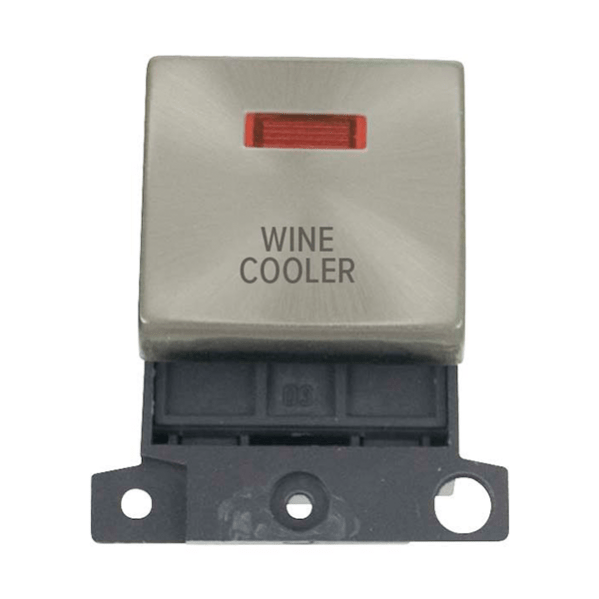 Click Scolmore MiniGrid 20A Double-Pole Ingot & Neon Wine Cooler Switch Satin Chrome - MD023SC-WC, Image 1 of 1