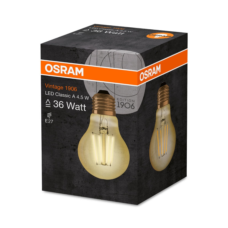 Osram 4.5W Vintage Gold LED Globe Bulb GLS ES/E27 Very Warm White - 293090