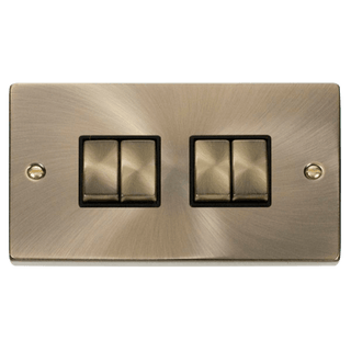 Click Scolmore Deco Ingot 4 Gang 10AX 2 Way Plate Switch - VPAB414BK