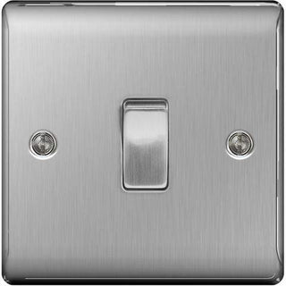 BG Nexus Metal Brushed Steel Single Switch, 16AX 2 Way - NBS12