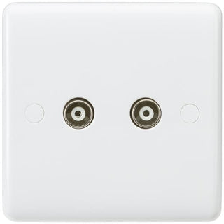 MLA Knightsbridge Curved Edge Twin Coax TV Outlet (Non-Isolated) - CU0110