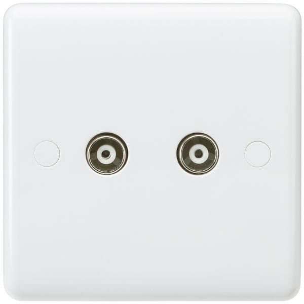 MLA Knightsbridge Curved Edge Twin Coax TV Outlet (Non-Isolated) - CU0110, Image 1 of 1