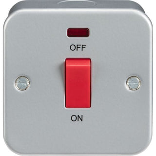 Knightsbridge Metal Clad 45A DP Switch with Neon - Single Size - M8331N