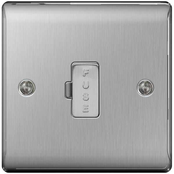 BG Nexus Metal Brushed Steel Unswitched 13A Fused Connection Unit - NBS54, Image 1 of 1