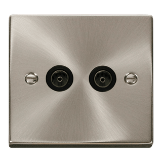 Click Scolmore Deco 2 Gang Non-Isolated Co-Axial Socket - VPSC066BK