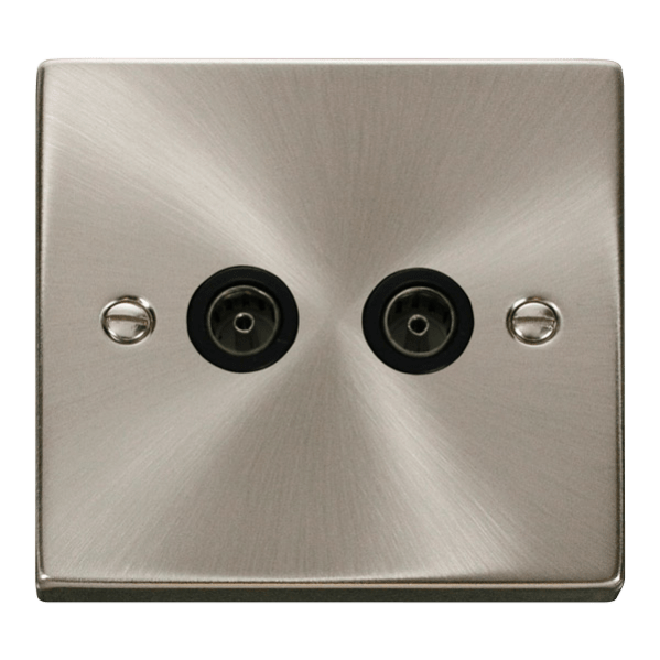 Click Scolmore Deco 2 Gang Non-Isolated Co-Axial Socket - VPSC066BK, Image 1 of 1