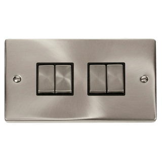 Click Scolmore Deco Ingot 4 Gang 10AX 2 Way Plate Switch - VPSC414BK