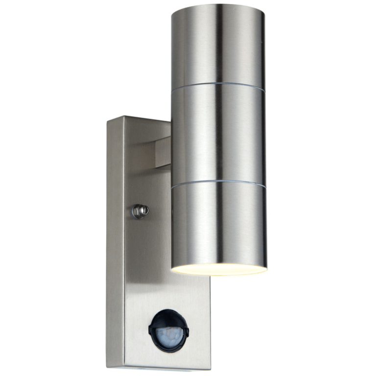 Luceco Azurar GU10 Up/Down Light with PIR Stainless Steel LEXDSSUD
