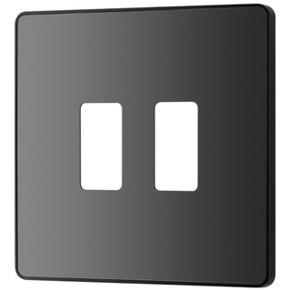 BG Evolve 2 Gang Grid Front Plate - Black Chrome (Black) - RPCDBC2B