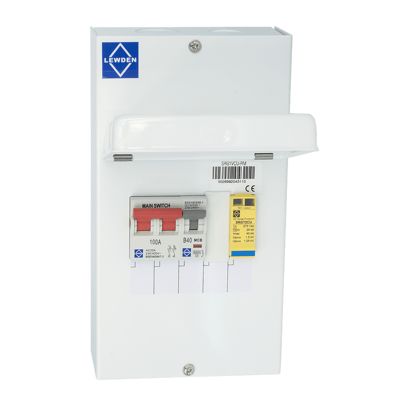Lewden 20kA Single Pole +N Type 2 Surge Protection with Plastic Enclosure - SRG1VCU-RP, Image 1 of 1