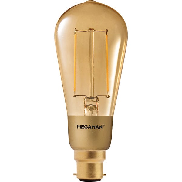 Megaman 3W LED Gold Filament BC B22 Squirrel Cage Very Warm White Dimmable - 146482, Image 1 of 1