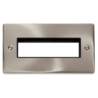 Click Scolmore MiniGrid 2 Gang Plate 6 Inline Aperture Satin Chrome - VPSC426BK