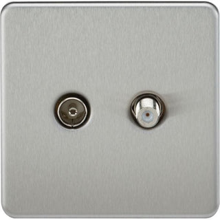 Knightsbridge Screwless TV & SAT TV Outlet (Isolated) - Brushed Chrome - SF0140BC