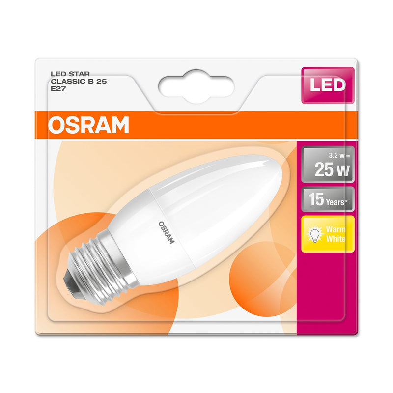 Osram 3W Parathom Frosted LED Candle Bulb ES/E27 Very Warm White - 132016