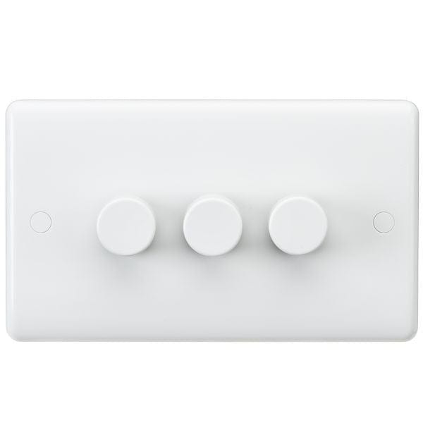 Knightsbridge Curved Edge 3G 40-400W Dimmer - White - CU2163, Image 1 of 1