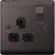 BG Nexus Metal Black Nickel Single Switched 13A Power Socket - Black Insert - NBN21B