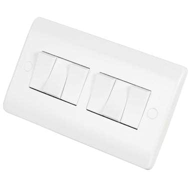 Click Scolmore Mode 10A 6 Gang 2 Way Light Switch Polar White - CMA105, Image 1 of 1