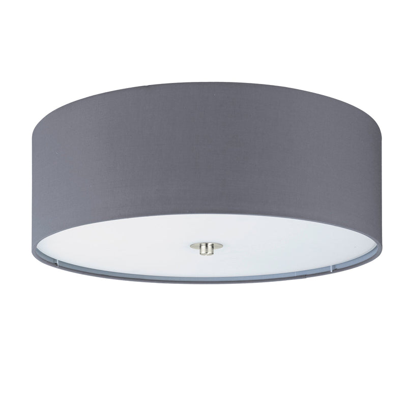 EGLO ES/E27 Pasteri Grey Fabric Ceiling Light 3x60W - 94921, Image 1 of 1