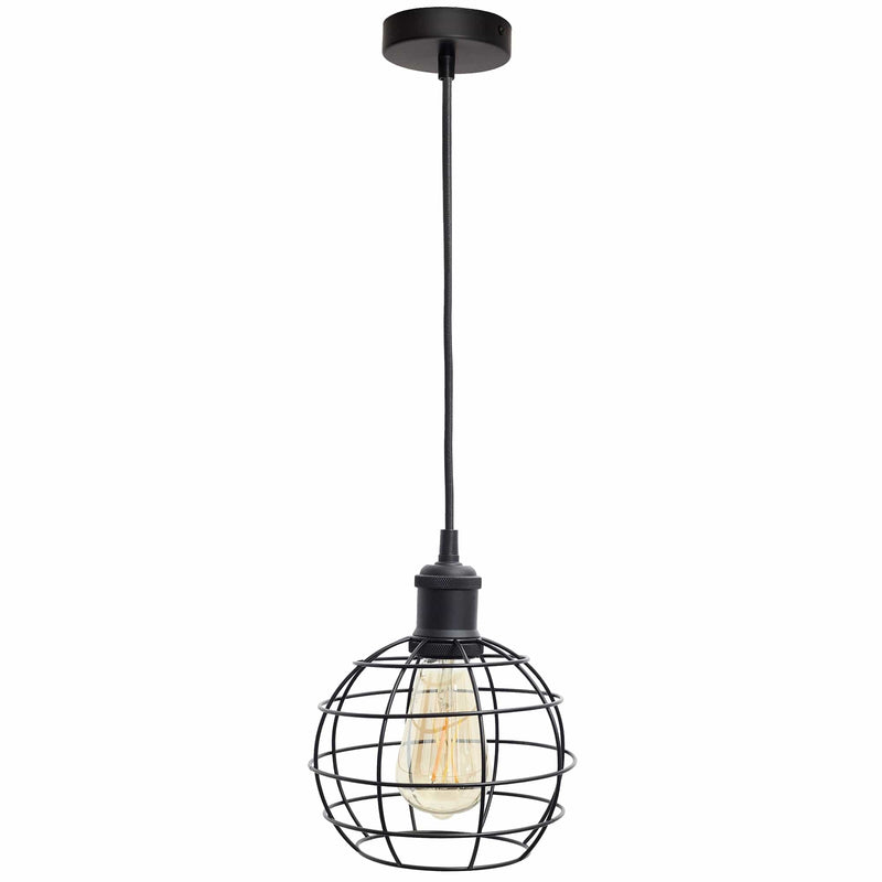 4Lite WiZ Connected SMART LED Decorative Single Black Pendant with Birdcage shape Cage and ST64 Amber Lamp WiFi - 4L1-7015, Image 1 of 9