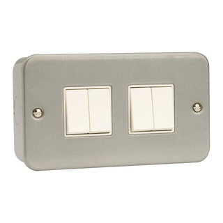 Click Scolmore Essentials Metal Clad 4 Gang 2 Way 10A Switch - CL019