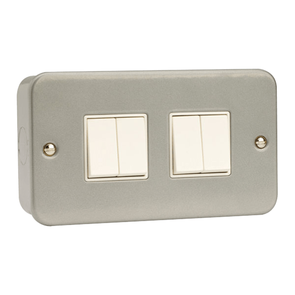 Click Scolmore Essentials Metal Clad 4 Gang 2 Way 10A Switch - CL019, Image 1 of 1