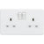 Knightsbridge Screwless 2 Gang Double Socket, Matt White with White Inserts - SFR9000MW