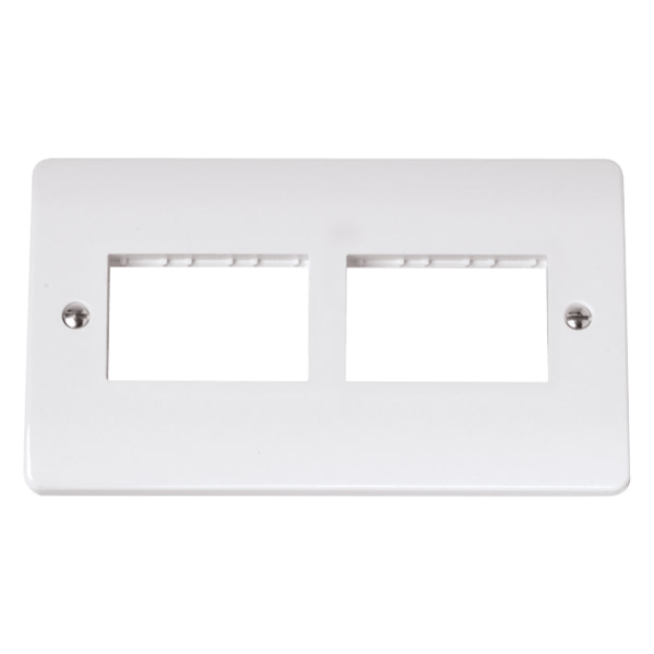 Click Scolmore MiniGrid 2 Gang Plate 6 Inline Aperture White - CMA426, Image 1 of 1