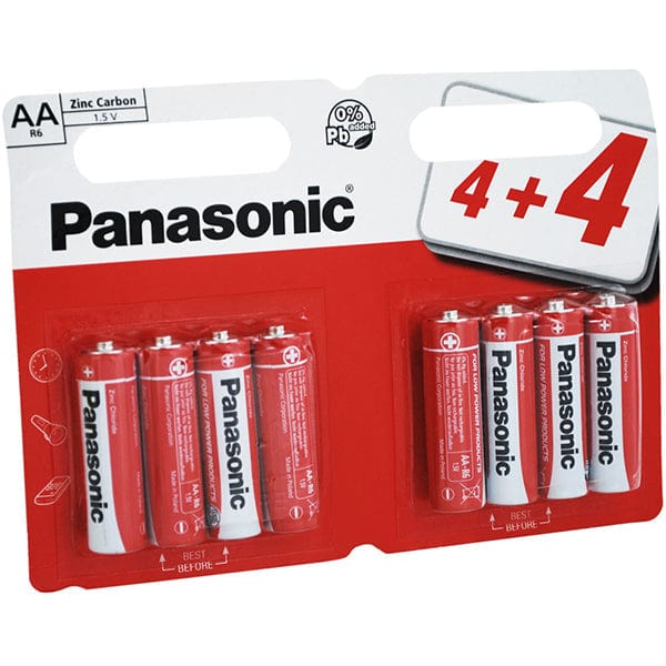 Panasonic AA Zinc Carbon Batteries - 8 PACK - PANAR6RB8, Image 1 of 1