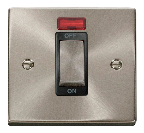 Click Scolmore Deco Satin Chrome 1 Gang Double Pole Switch 45A With Black Ingot - VPSC501BK, Image 1 of 1