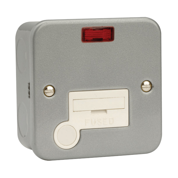 Click Scolmore Essentials Metal Clad 13A Fused Spur Connection Unit With Neon - CL053, Image 1 of 1