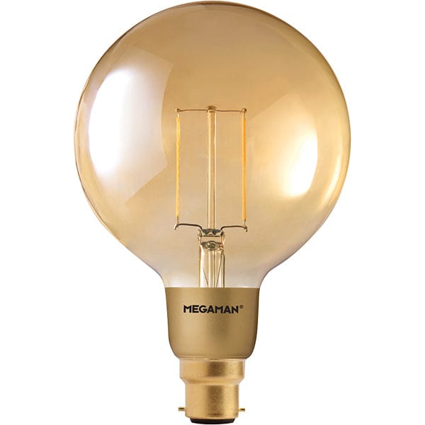 Megaman 3W LED Gold Filament BC B22 Globe Very Warm White Dimmable - 146394, Image 1 of 1