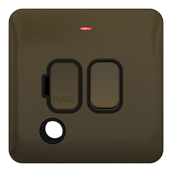 Schneider LSD 13A Double Pole Switched FCU with Flex Outlet Black Insert - Mocha Bronze - GGBL5013BMB, Image 1 of 1