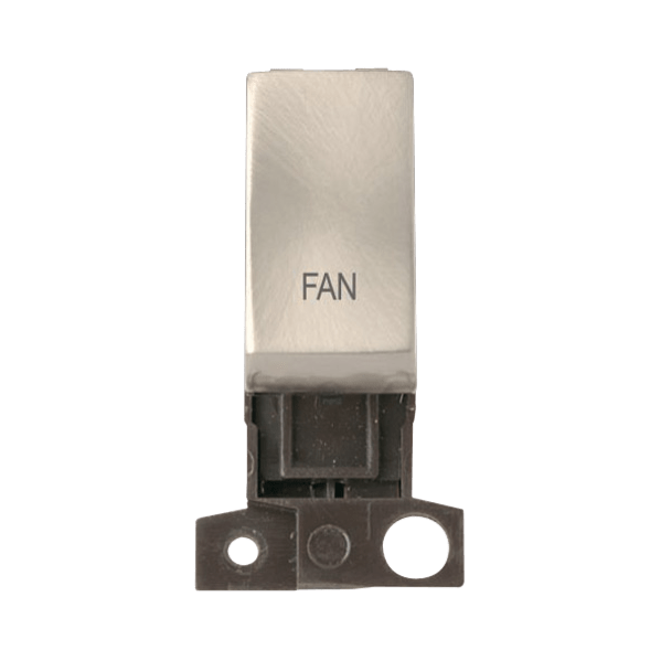 Click Scolmore MiniGrid 13A Double-Pole Ingot Fan Switch Satin Chrome - MD018SC-FN, Image 1 of 1