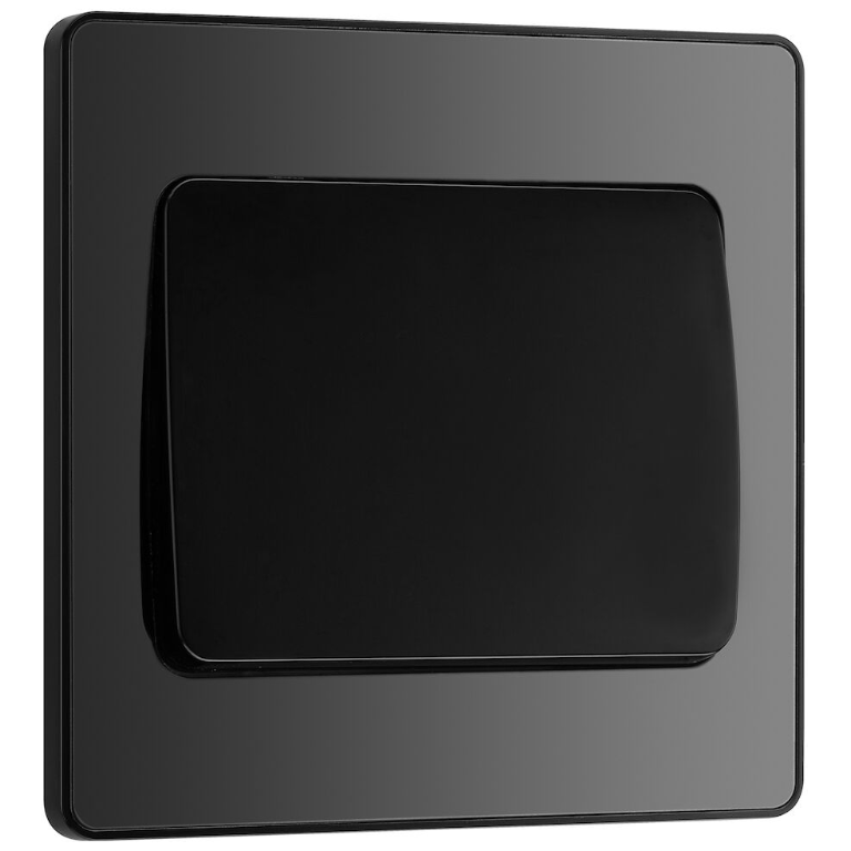 BG Evolve Black Chrome Single Light Switch 20A 16AX 2 Way Wide Rocker - PCDBC12WB, Image 1 of 3