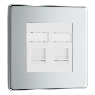 BG Flat Plate Polished Chrome Rj45 Data Skt 2G - FPCRJ452