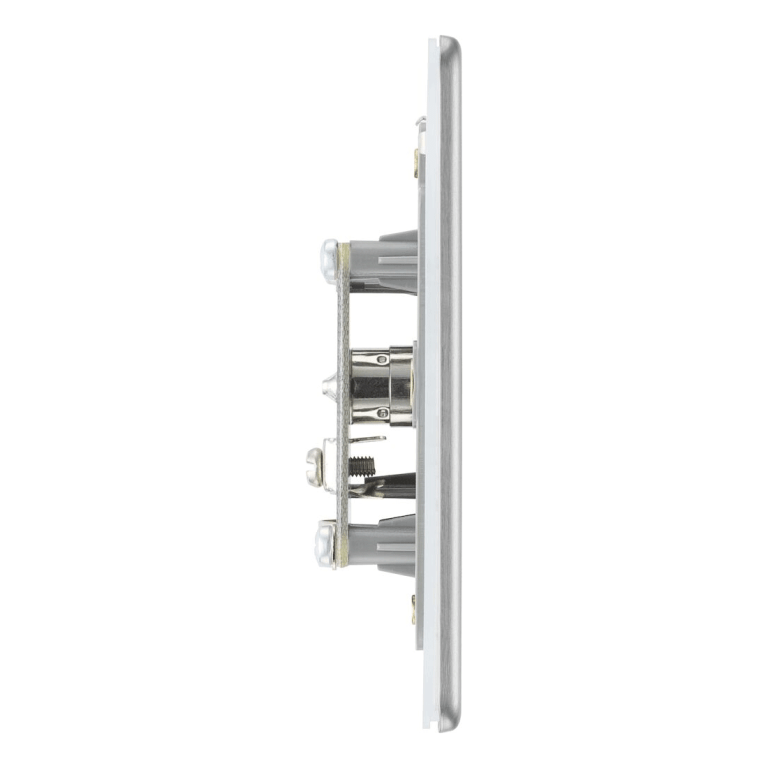 BG Screwless Flatplate Brushed Steel Single Socket For Tv Or Fm Co-Axial Aerial Connection - FBS60, Image 2 of 3