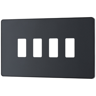 BG Evolve 4 Gang Grid Front Plate - Matt Grey (Black) - RPCDMG4B