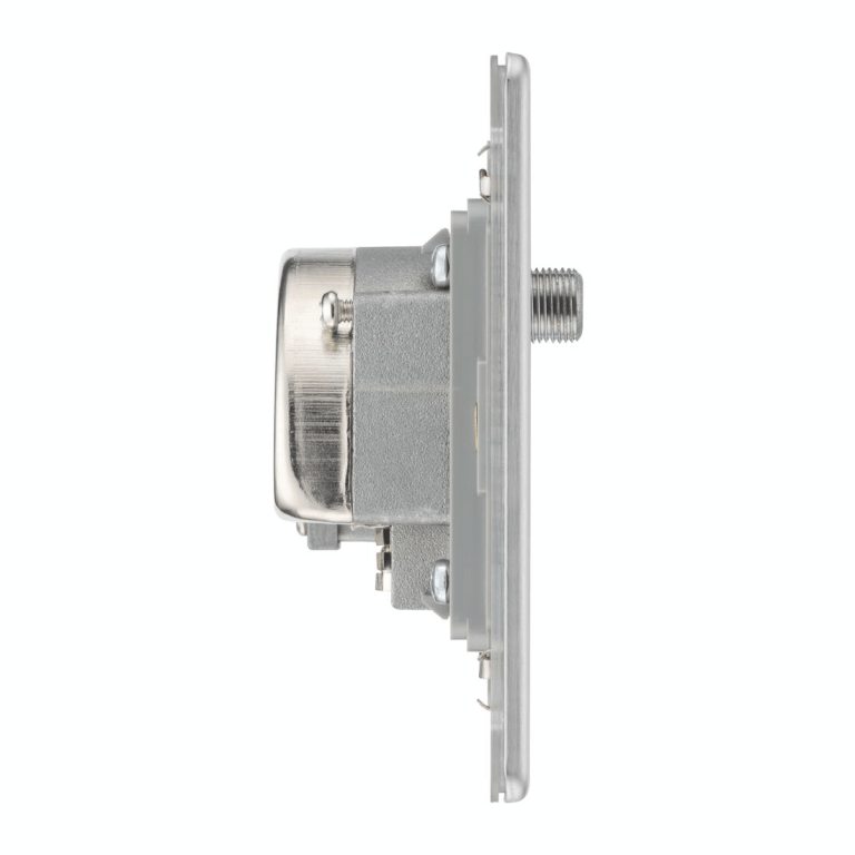 BG Flat Plate Brushed Steel Gr Tri Tv/Fm/Sat Skt+R&1G Tel Scr - FBS68, Image 2 of 3