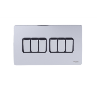 Schneider USFP 16AX 6G 2W Switched Black Insert - Polished Chrome - GU1462BPC