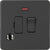 Knightsbridge 13A Switched Fused Spur with Neon and Flex Outlet - Anthracite - SF6300FAT