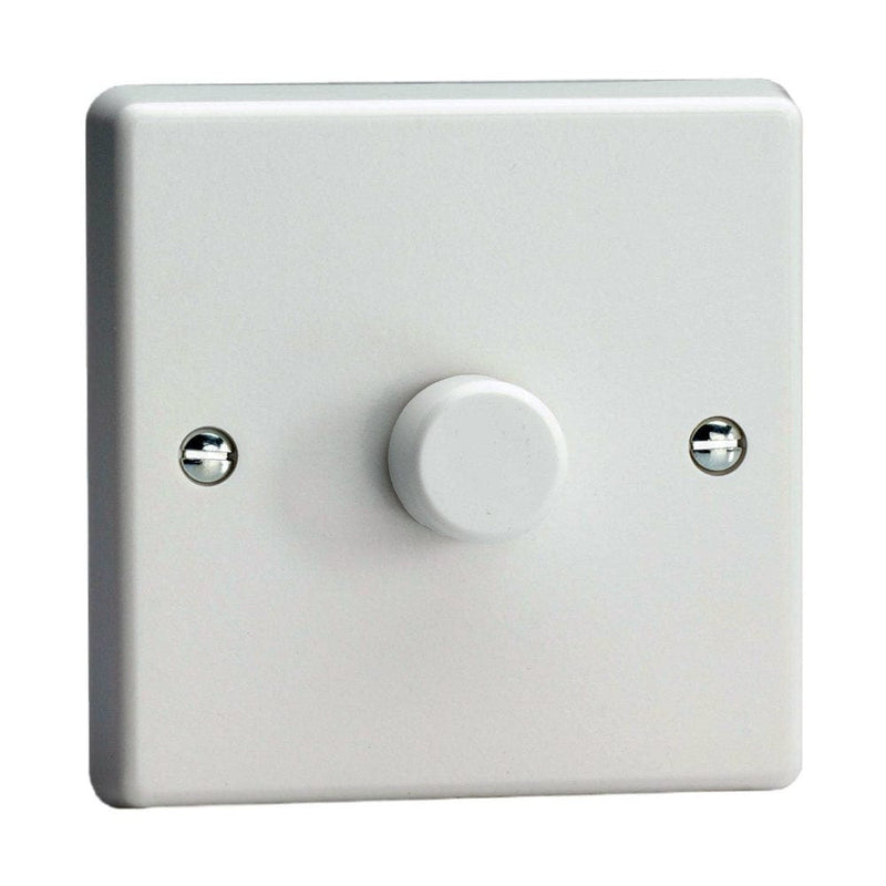 Varilight V-Pro 1 Gang 2-Way 1x100W Dimmer Switch - Classic White with White Knobs - JQP401W