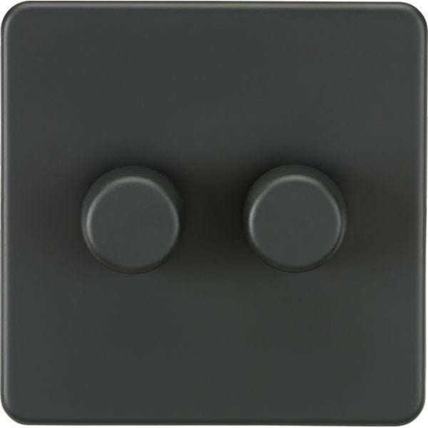 Knightsbridge Screwless 2G 2-way 10-200W (5-150W LED) trailing edge dimmer - Anthracite - SF2182AT, Image 1 of 1
