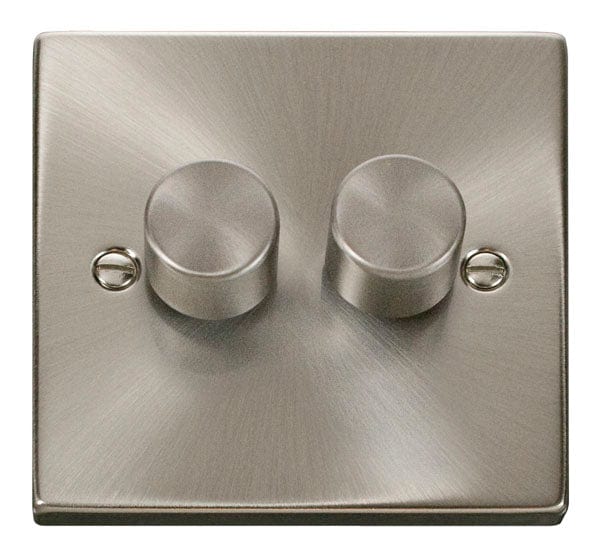 Click Scolmore Deco Satin Chrome 2 Gang 2 Way Dimmer Switch  - VPSC152, Image 1 of 1